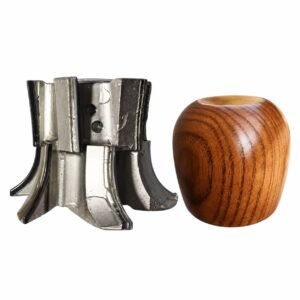 PCD pen barrel cutter with a wooden pen barrel sample on a white background